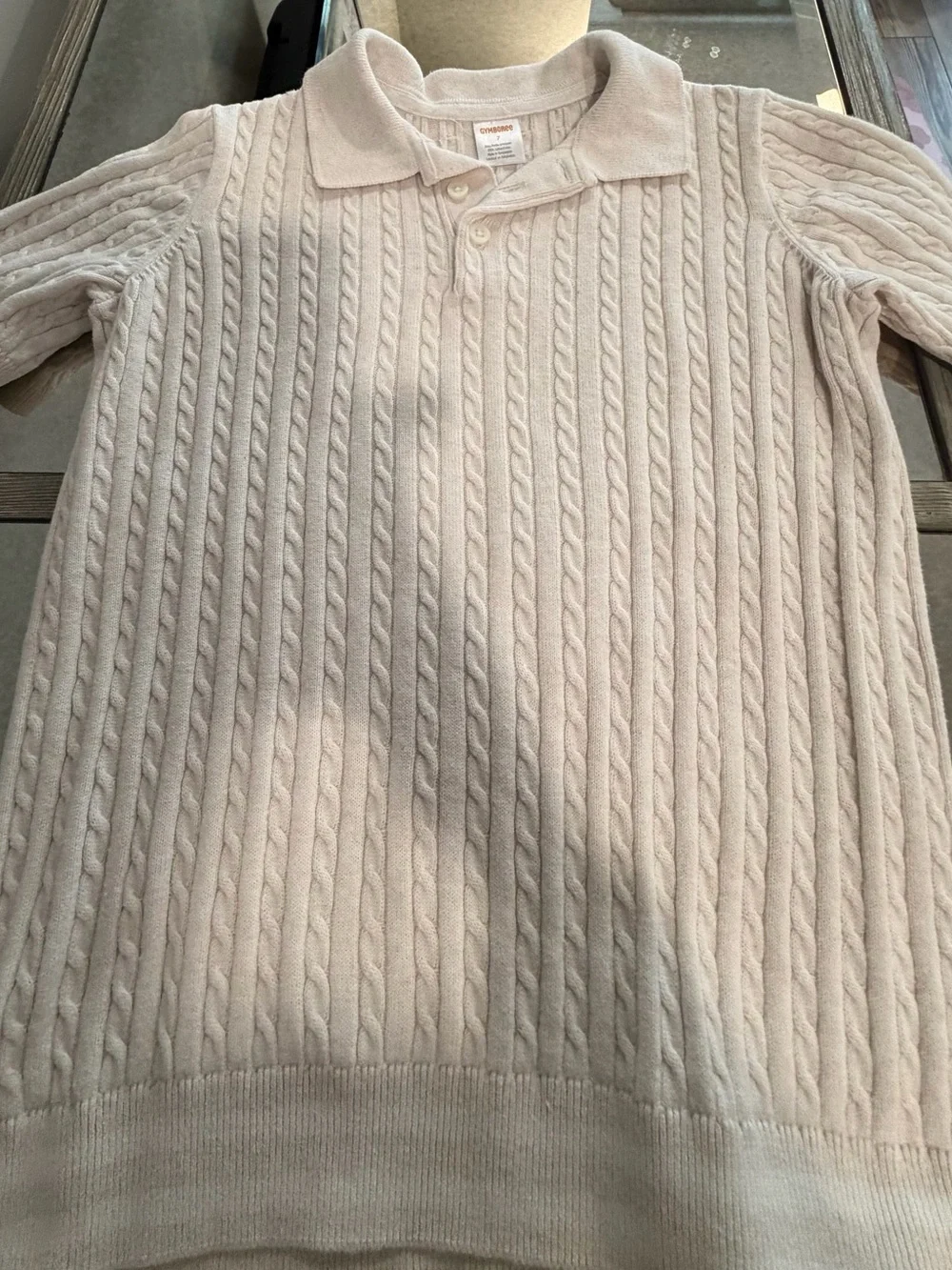 Gymboree boys Cable-Knit Polo Sweater in Light Beige